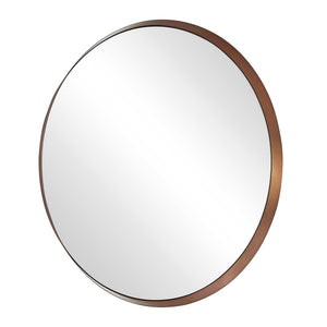 Uttermost Torrado Stainless Steel Bronze Round Wall Mirror for Living Room or Entryway