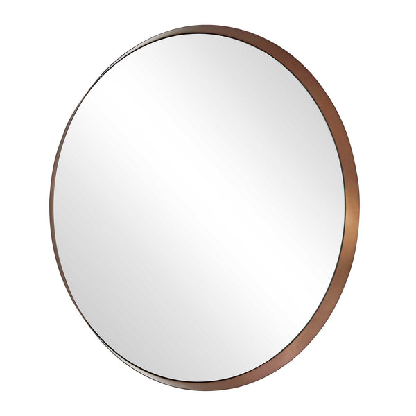 Uttermost Torrado Stainless Steel Bronze Round Wall Mirror for Living Room or Entryway