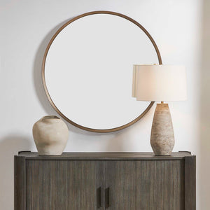 Uttermost Torrado Stainless Steel Bronze Round Wall Mirror for Living Room or Entryway