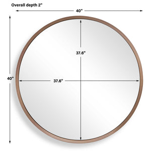 Uttermost Torrado Stainless Steel Bronze Round Wall Mirror for Living Room or Entryway
