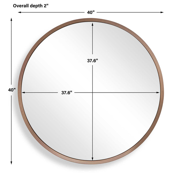 Uttermost Torrado Stainless Steel Bronze Round Wall Mirror for Living Room or Entryway