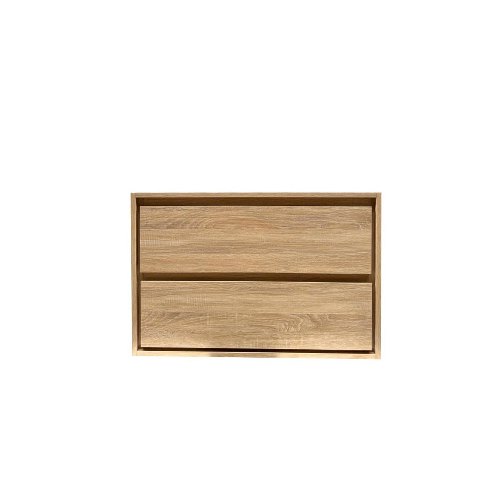 English Elm 35.98"w Floating Bathroom Vanity with Ceramic Basin and White Stone Countertop T3785S00017