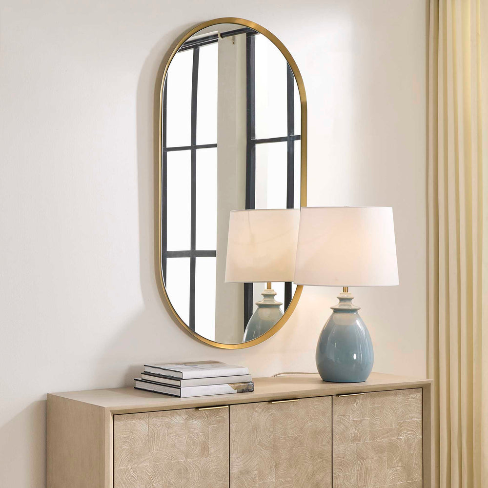 Uttermost Uttermost Torrado Antique Brass Oval Wall Mirror Stainless Steel Entryway Accent 08298