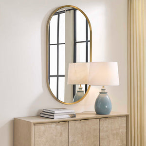 Uttermost Torrado Antique Brass Oval Wall Mirror Stainless Steel Entryway Accent