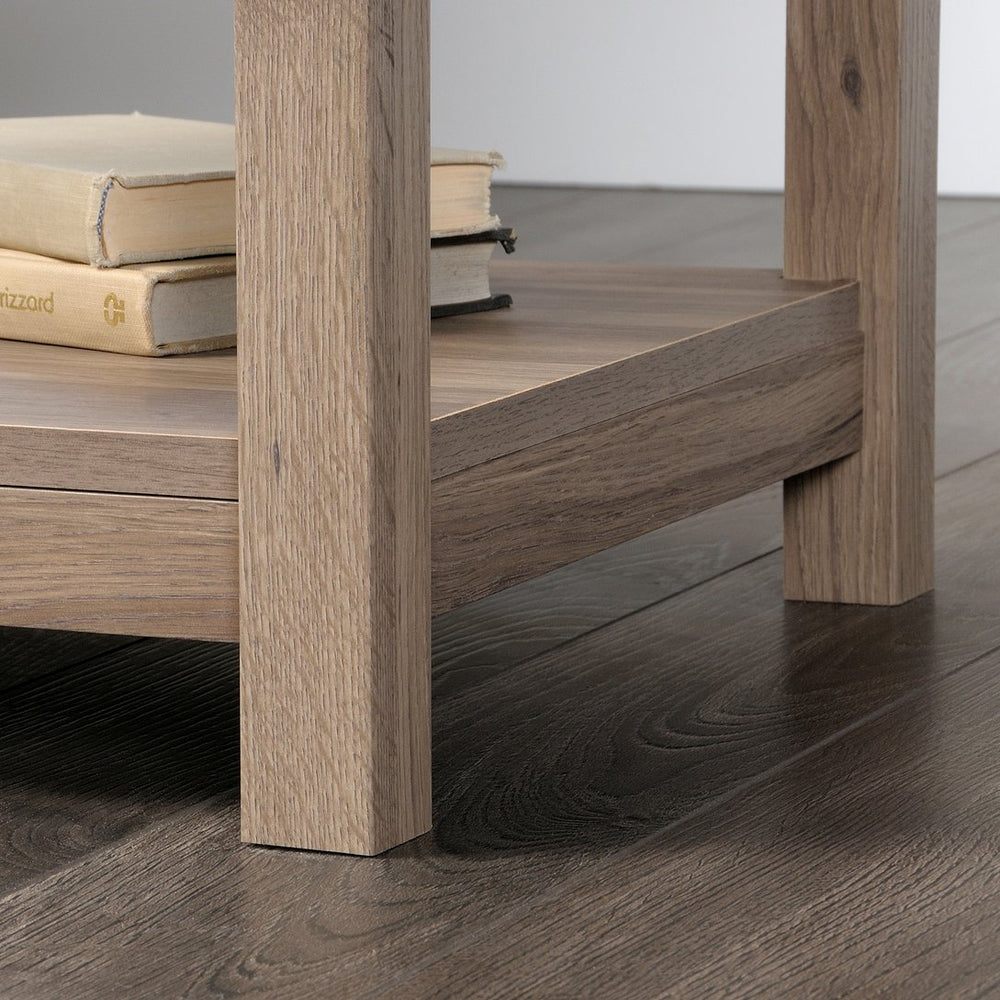 English Elm Side Table Night Stand in Warm Brown Oak Finish with Large Drawer, Compact Durable Engineered Wood B356P402763