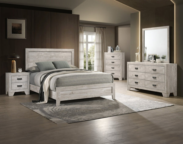 English Elm Whitewashed Twin Panel Bed Solid Wood Frame for Kids Teen or Guest Bedroom B011P444134