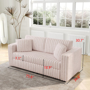 English Elm 75.6" Soft Modular 2-person Sofa with Removable Zippered Cushions for Easy Deep Cleaning and Comfort Light Pink W1767S00016