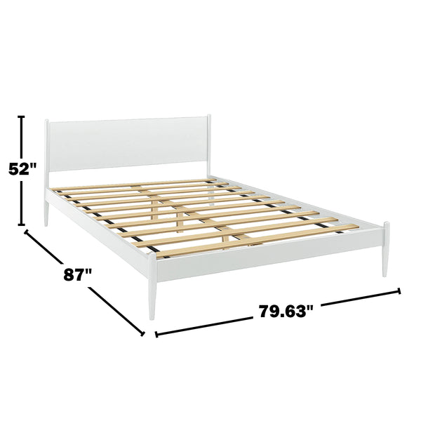 English Elm Mid-Century Elegant Eastern King Wooden Platform Bed In White Finish For Modern Bedrooms B016S00033