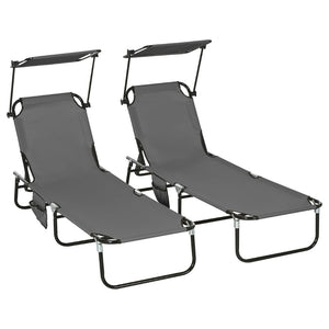 English Elm Outsunny Reclining Outdoor Chaise Lounge Set with Canopy and Steel Frame for Patio W2225P200946