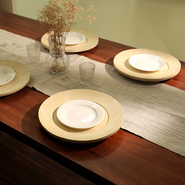 English Elm Handcrafted 13" Wooden Charger Plate – Rustic Tableware For Elegant Dining & Sustainable Style B346P321278