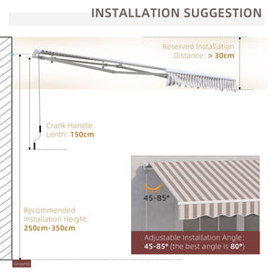 English Elm Outsunny 10' X 8' Retractable Awning - Stylish Sunshade With Uv Protection, Manual Crank, Durable Frame W2225P174157-GIGA