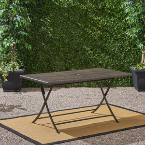 English Elm Christopher Knight Home® - RIAD Foldable Rectangle Dining Table Brown Multi Rattan – Sturdy Iron Frame, Seats 6, No Assembly Needed 61381.00MBRN