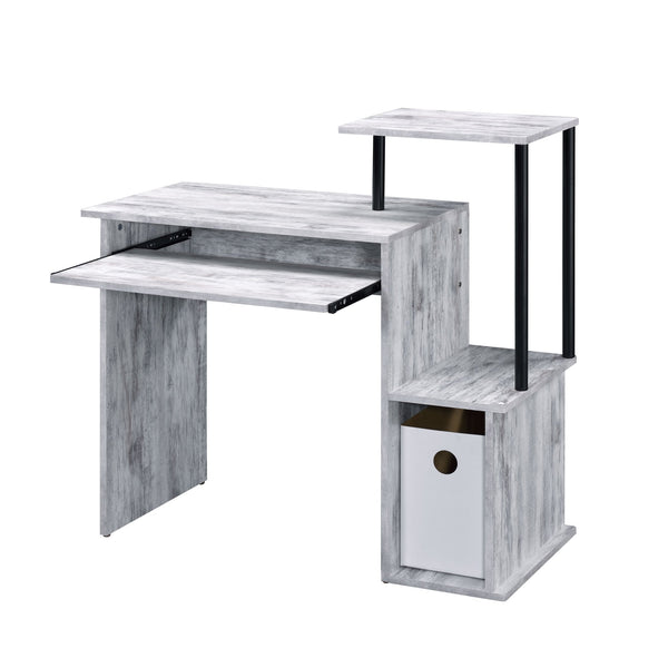 English Elm Antique White And Black Computer Desk With Keyboard Tray - Compact, Stylish Workspace Solution B062P184546