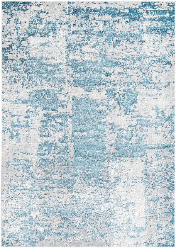 Unique Loom Finsbury Elizabeth Machine Made Abstract Rug Blue, Ivory/Gray/Light Blue 7' 1" x 10' 0"