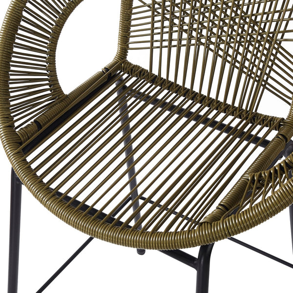 English Elm Christopher Knight Home® - Ferrara Outdoor Faux Wicker Barstool Set of 2 — Ergonomic PE Rattan Seating with Iron Frame, Durable Green N775P266222G