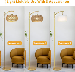 English Elm Arc Floor Lamp With Remote Control, Adjustable Height & Dimmable Led For Cozy Farmhouse Decor W2738P185404
