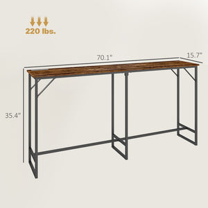 English Elm Convenient Industrial Bar Table with Power Strip Usb Ports Steel Frame Kitchen T3971P430501