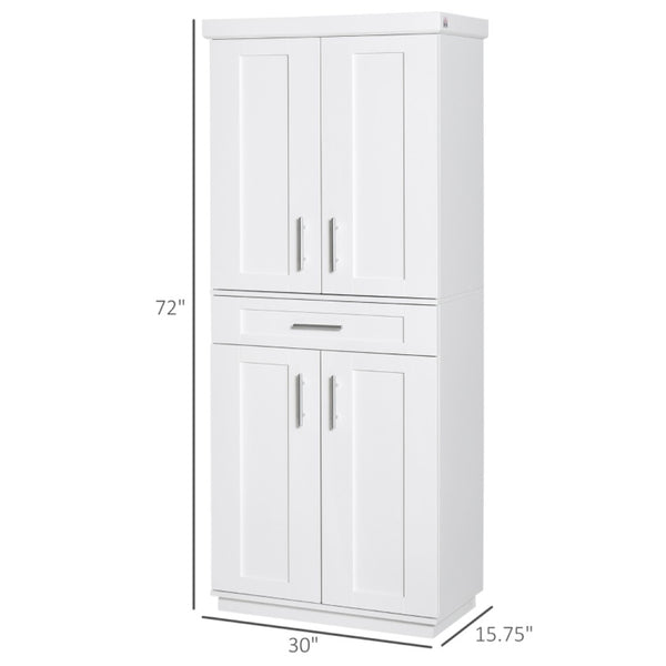 English Elm Kitchen Pantry Freestanding Storage Cabinet 72 Inch Tall Grey Adjustable Shelves T3971S00026