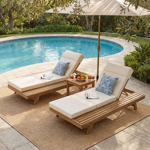 English Elm Lounge Chaise Outdoor Acacia Wood Slatted Frame with Water Resistant Cushion Resort Style Beige,Light Brown N770P442L67B