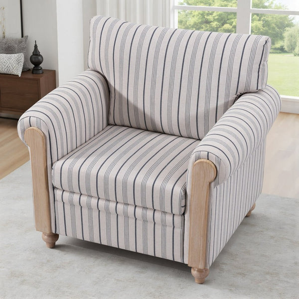 English Elm 1 Seater Pu Upholstered Roll Arm Chair Solid Wood Frame for Living Room Corner W680P409269