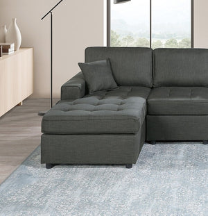 English Elm Contemporary 3-Piece Sectional Sofa Set in Ash Black Corduroy with RAF/LAF Chaise, Tufted Seats, Pillows - Stylish Low-Profile Design Gun Ash 34 L x 18 W x 68 H B011S01765