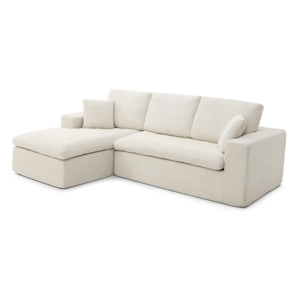 English Elm 102" Cloud Sectional Couch with L-Chaise, Modular Corduroy Sofa, No-Assembly, Plush 50" Lounge Comfort W1117S00120