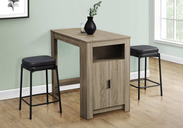 English Elm Dining 48" Counter Height Rectangular Table with Side Storage Cabinet and Open Shelf, Modern Design taupe 51 L x 27 W x 5 H B2710P286996