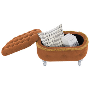 English Elm Christopher Knight Home® - 29.5'' Storage Bench with Button-Tufted Fabric, Tassel-Trim Ottoman with Hidden Compartment for Bedroom Orange 30.25 L x 18.5 W x 14 H N761P335817G