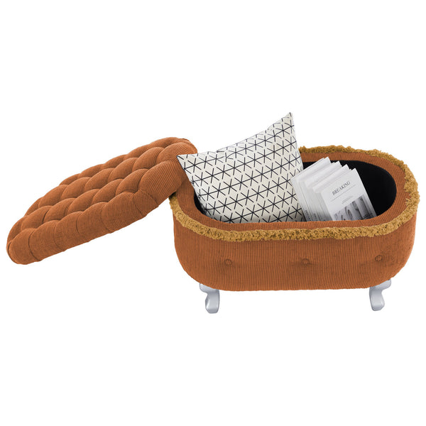 English Elm Christopher Knight Home® - 29.5'' Storage Bench with Button-Tufted Fabric, Tassel-Trim Ottoman with Hidden Compartment for Bedroom Orange 30.25 L x 18.5 W x 14 H N761P335817G