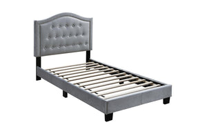 English Elm European Twin Bed Velvet Button Tufted Headboard Platform Frame for Bedroom B011P415154