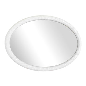 Uttermost Matte White Ribbed Oval Wall Mirror Modern Textural Accent for Any Room