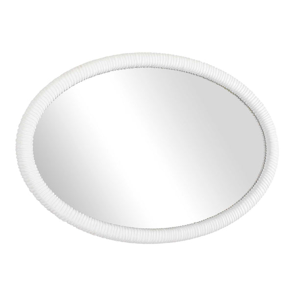 Uttermost Matte White Ribbed Oval Wall Mirror Modern Textural Accent for Any Room