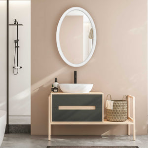 Uttermost Matte White Ribbed Oval Wall Mirror Modern Textural Accent for Any Room
