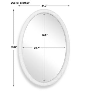 Uttermost Matte White Ribbed Oval Wall Mirror Modern Textural Accent for Any Room
