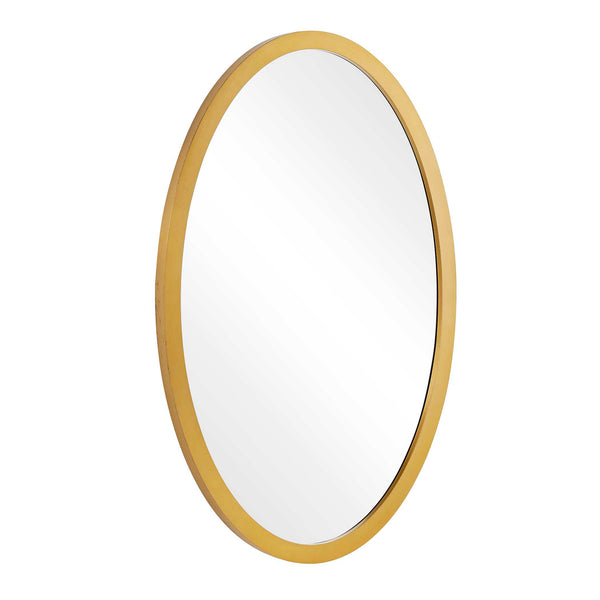 Uttermost Elstree Beveled Oval Wall Mirror with Antique Brass Stainless Steel Frame