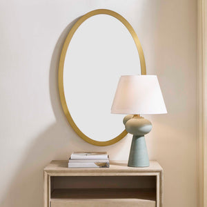 Uttermost Elstree Beveled Oval Wall Mirror with Antique Brass Stainless Steel Frame