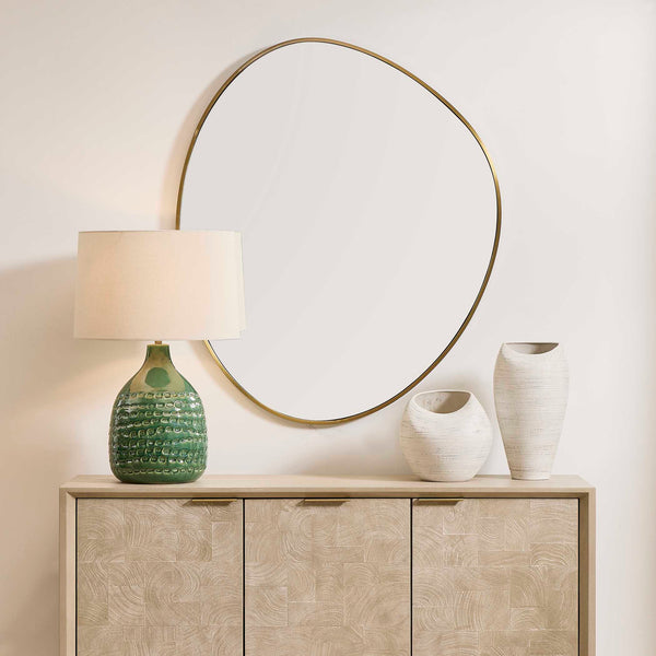 Uttermost Organic Sculptural Wall Mirror with Antique Brass Stainless Steel Frame