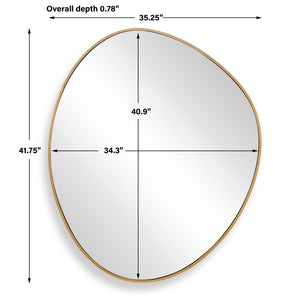 Uttermost Organic Sculptural Wall Mirror with Antique Brass Stainless Steel Frame