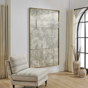 Uttermost Rally Antiqued Brass Stainless Frame Oversized Wall Mirror for Entryways