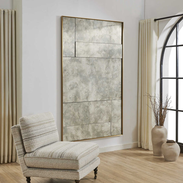 Uttermost Rally Antiqued Brass Stainless Frame Oversized Wall Mirror for Entryways