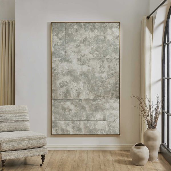 Uttermost Rally Antiqued Brass Stainless Frame Oversized Wall Mirror for Entryways