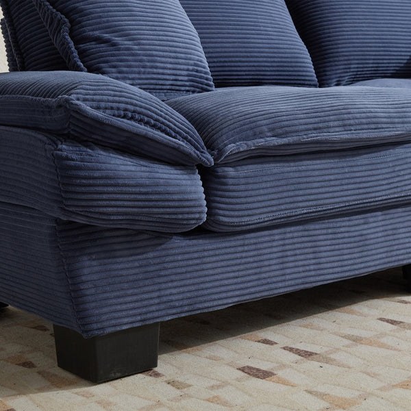English Elm Corduroy Stylish Sleeper Sofa Loveseat with Dual-Layer Cushions & Two Support Pillows, Sturdy Frame Blue W676P184142