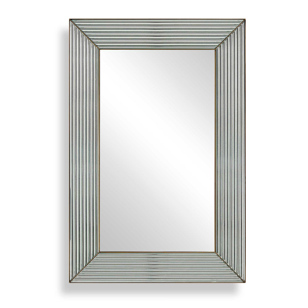 Uttermost Uttermost Illuminate Rectangular Wall Mirror with Antique Brass Steel Frame and Ribbed Inlays 08307