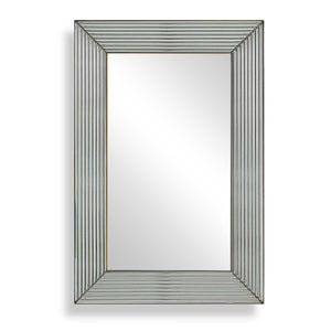 Uttermost Uttermost Illuminate Rectangular Wall Mirror with Antique Brass Steel Frame and Ribbed Inlays 08307