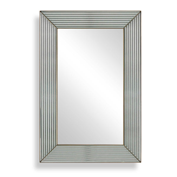 Uttermost Uttermost Illuminate Rectangular Wall Mirror with Antique Brass Steel Frame and Ribbed Inlays 08307