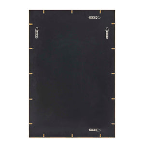 Uttermost Illuminate Rectangular Wall Mirror with Antique Brass Steel Frame and Ribbed Inlays