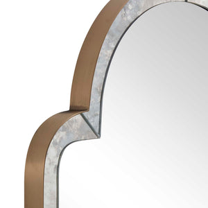Uttermost Brayden Arched Wall Mirror with Antique Brass Steel Frame for Entryways