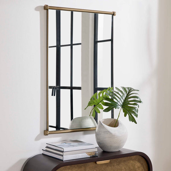 Uttermost Scroll Inspired Antique Brass Stainless Steel Rectangular Wall Mirror