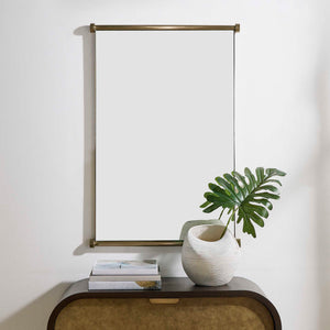 Uttermost Scroll Inspired Antique Brass Stainless Steel Rectangular Wall Mirror