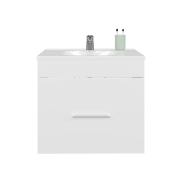 English Elm Bathroom Vanity Slim Sink Cabinet with Single Door, Engineered Wood, Space-Saving Modern Design White 28.35 L x 23.23 W x 11.81 H B097P350320